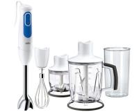 Купить Блендер Braun MQ 3045 Aperitive [700 Вт, скоростей - 2, турборежим, измельчитель, стакан, венчик, белый, синий]  8116542. Характеристики, отзывы и цены в Донецке
