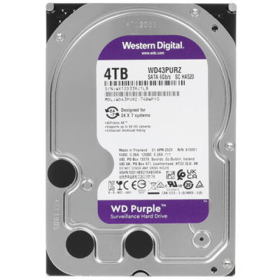 Купить 4 ТБ Жесткий диск WD Purple Surveillance [WD43PURZ]  5412897. Характеристики, отзывы и цены в Донецке