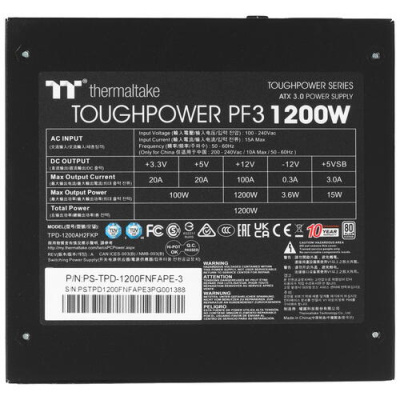 Купить Блок питания Thermaltake Toughpower PF3 1200W [PS-TPD-1200FNFAPx-3] черный  5415983. Характеристики, отзывы и цены в Донецке