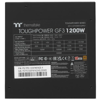 Купить Блок питания Thermaltake Toughpower GF3 1200W [PS-TPD-1200FNFAGE-4] черный  5040359. Характеристики, отзывы и цены в Донецке