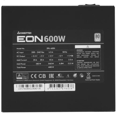 Купить Блок питания Chieftec EON 600W [ZPU-600S] черный  5449766. Характеристики, отзывы и цены в Донецке